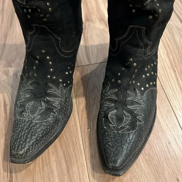 Dan post black and gray leather boots - Picture 2 of 4